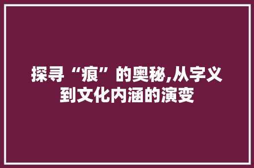 探寻“痕”的奥秘,从字义到文化内涵的演变 商业文案