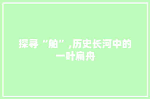 探寻“舶”,历史长河中的一叶扁舟