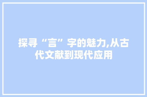 探寻“言”字的魅力,从古代文献到现代应用