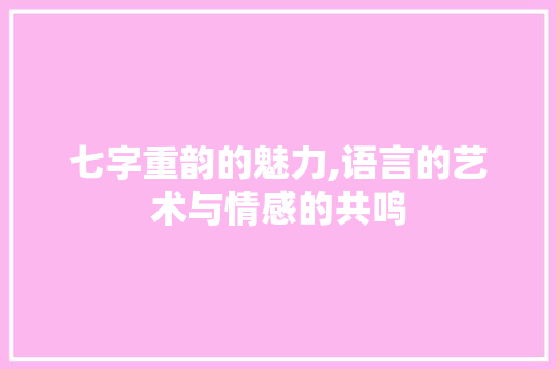 七字重韵的魅力,语言的艺术与情感的共鸣