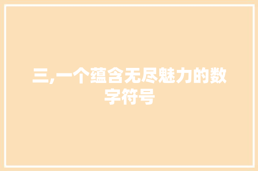 三,一个蕴含无尽魅力的数字符号