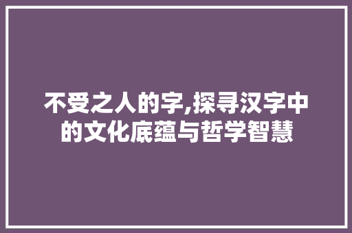 不受之人的字,探寻汉字中的文化底蕴与哲学智慧 范文赏析