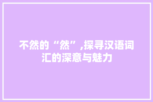 不然的“然”,探寻汉语词汇的深意与魅力