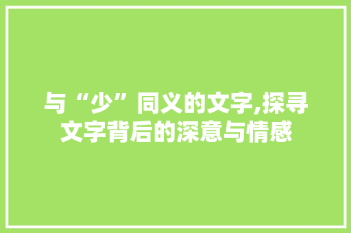 与“少”同义的文字,探寻文字背后的深意与情感