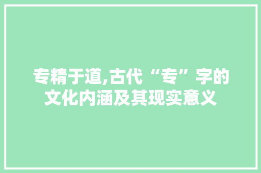 专精于道,古代“专”字的文化内涵及其现实意义 写作技巧