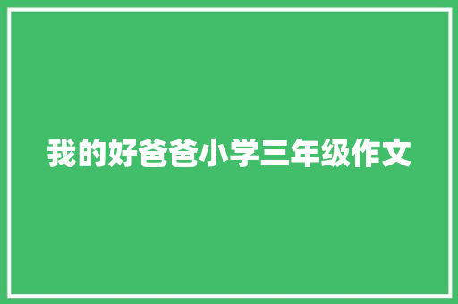 我的好爸爸小学三年级作文