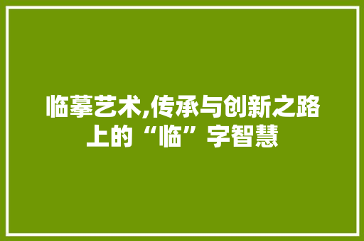 临摹艺术,传承与创新之路上的“临”字智慧 简历模板