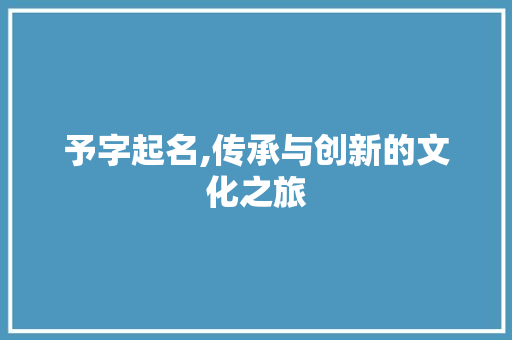 予字起名,传承与创新的文化之旅