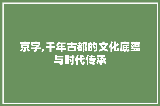 京字,千年古都的文化底蕴与时代传承 简历模板
