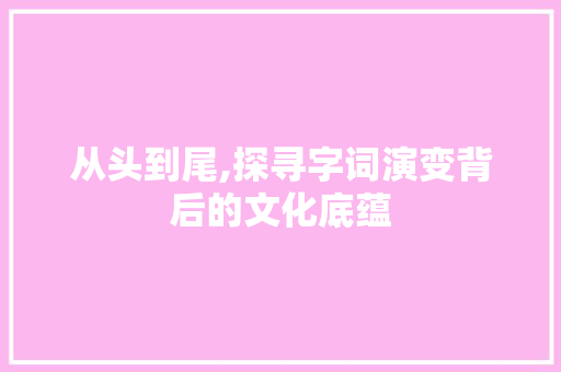 从头到尾,探寻字词演变背后的文化底蕴 诗歌创作
