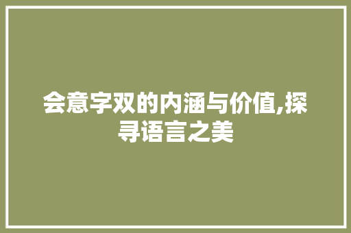 会意字双的内涵与价值,探寻语言之美