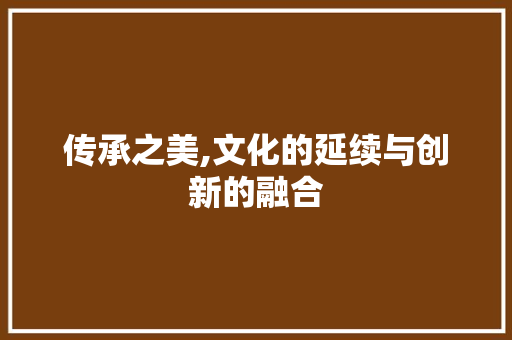 传承之美,文化的延续与创新的融合 范文赏析
