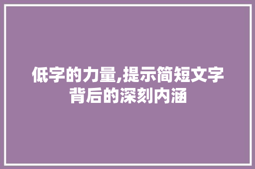 低字的力量,提示简短文字背后的深刻内涵