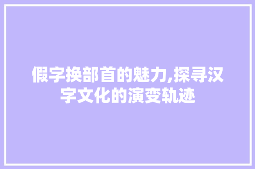 假字换部首的魅力,探寻汉字文化的演变轨迹