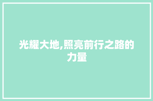 光耀大地,照亮前行之路的力量