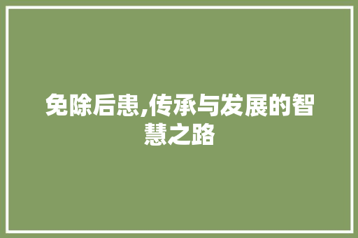 免除后患,传承与发展的智慧之路