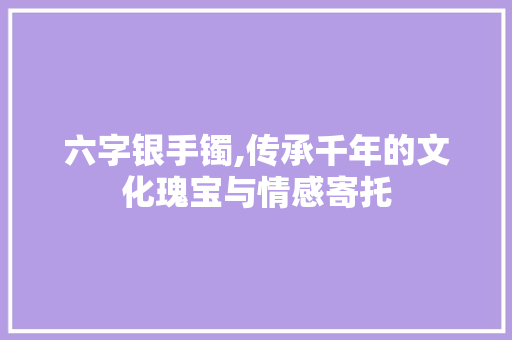 六字银手镯,传承千年的文化瑰宝与情感寄托
