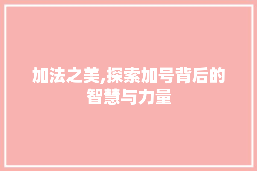 加法之美,探索加号背后的智慧与力量 诗歌创作