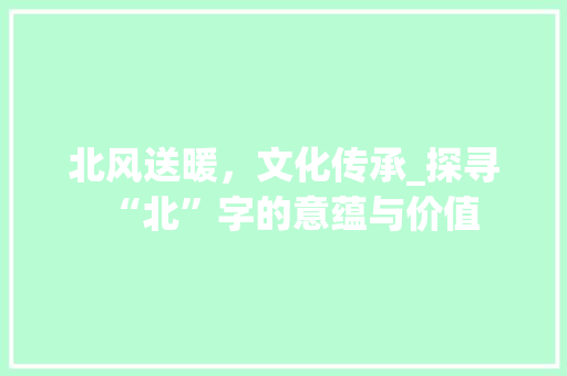 北风送暖，文化传承_探寻“北”字的意蕴与价值 报告写作