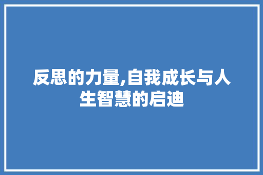 反思的力量,自我成长与人生智慧的启迪