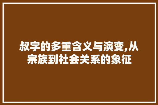 叔字的多重含义与演变,从宗族到社会关系的象征 简历模板