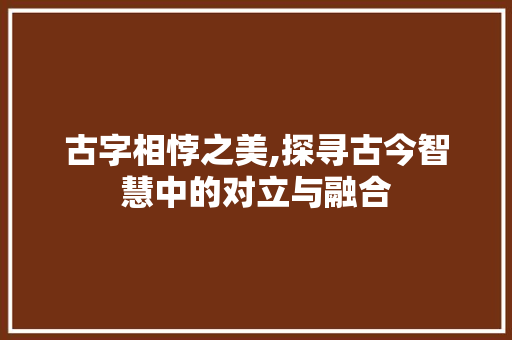 古字相悖之美,探寻古今智慧中的对立与融合