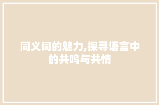 同义词的魅力,探寻语言中的共鸣与共情