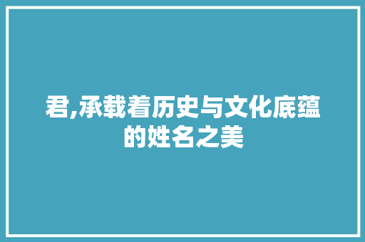 君,承载着历史与文化底蕴的姓名之美 写作技巧