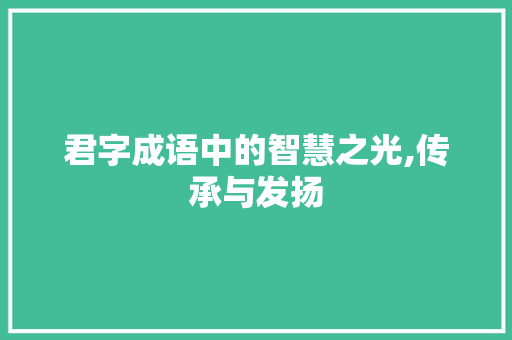 君字成语中的智慧之光,传承与发扬 诗歌创作