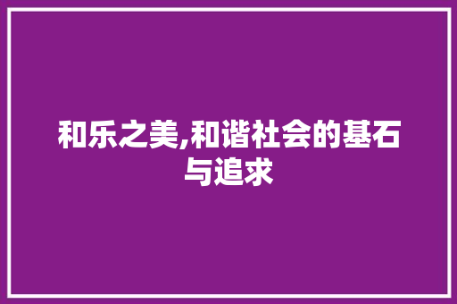 和乐之美,和谐社会的基石与追求 范文赏析
