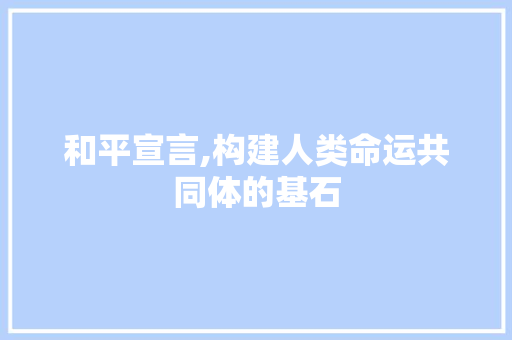和平宣言,构建人类命运共同体的基石 诗歌创作