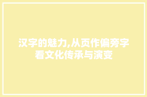 汉字的魅力,从页作偏旁字看文化传承与演变
