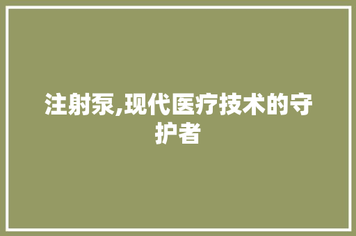 注射泵,现代医疗技术的守护者