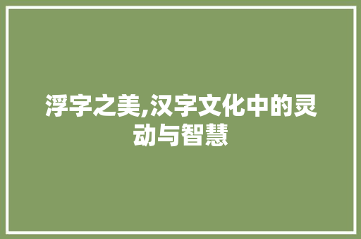 浮字之美,汉字文化中的灵动与智慧