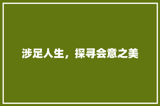 涉足人生，探寻会意之美