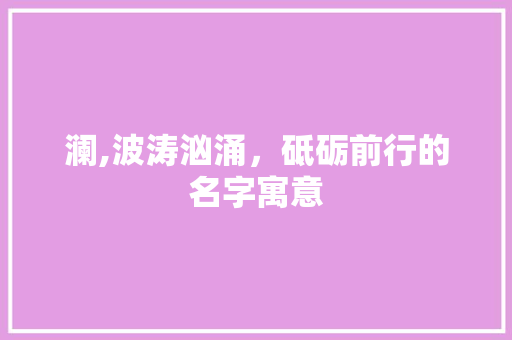 澜,波涛汹涌，砥砺前行的名字寓意