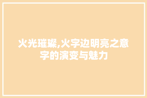 火光璀璨,火字边明亮之意字的演变与魅力
