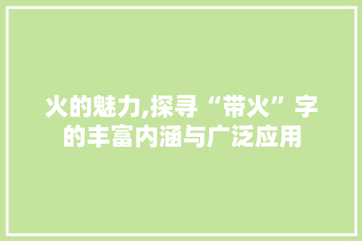 火的魅力,探寻“带火”字的丰富内涵与广泛应用 词汇积累
