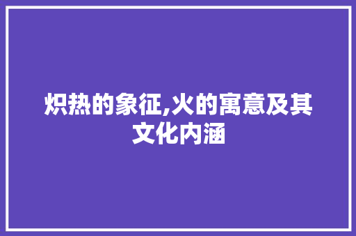 炽热的象征,火的寓意及其文化内涵