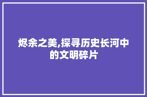 烬余之美,探寻历史长河中的文明碎片