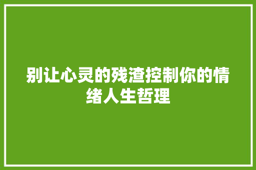 别让心灵的残渣控制你的情绪人生哲理