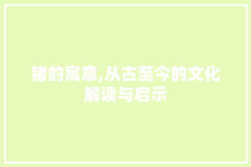 猪的寓意,从古至今的文化解读与启示