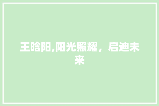 王晗阳,阳光照耀，启迪未来