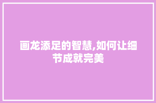 画龙添足的智慧,如何让细节成就完美