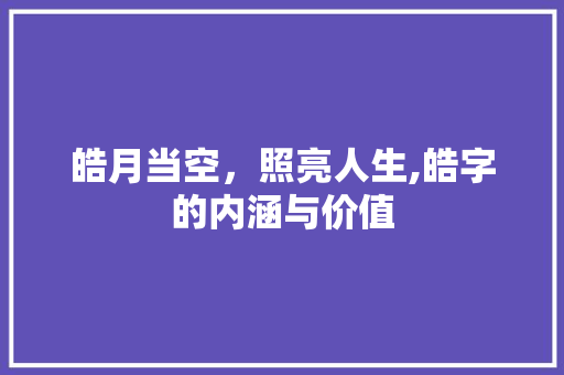 皓月当空，照亮人生,皓字的内涵与价值