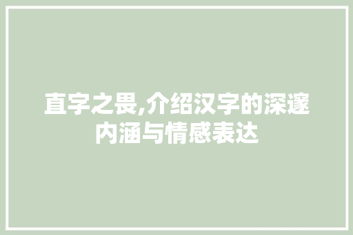 直字之畏,介绍汉字的深邃内涵与情感表达