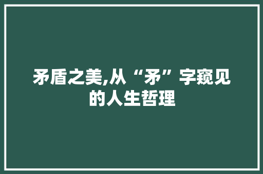 矛盾之美,从“矛”字窥见的人生哲理