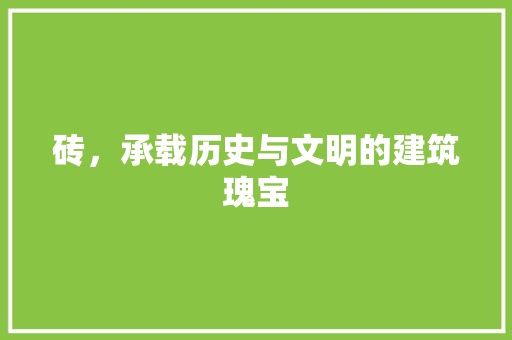 砖，承载历史与文明的建筑瑰宝