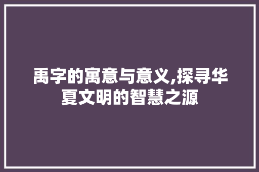 禹字的寓意与意义,探寻华夏文明的智慧之源 简历模板