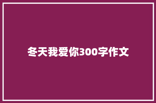 冬天我爱你300字作文